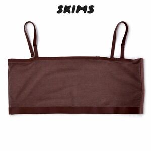 🌷NWOT SKIMS Mesh Tube Bandeau Top | Cocoa Brown Stretch Removable Straps